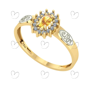 Anel Formatura Farmácia Oval Aro Reto Ouro 18K