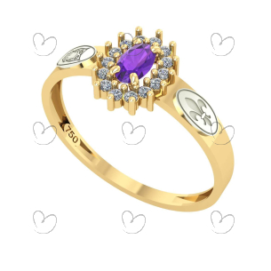 Anel Formatura Letras Oval Aro Reto Ouro 18K