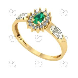 Anel Formatura Nutrição Oval Aro Reto Ouro 18K