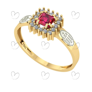 Anel Formatura Direito Quadrado Aro Reto Ouro 18K