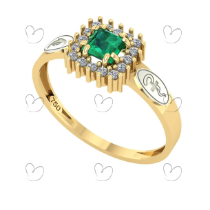 Anel Formatura Enfermagem Quadrado Aro Reto Ouro 18K Feminino