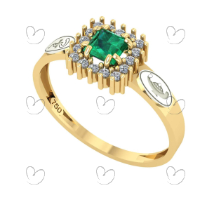 Anel Formatura Enfermagem Quadrado Aro Reto Ouro 18K Feminino