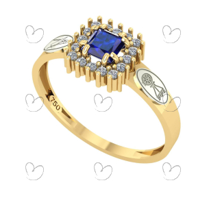 Anel Formatura Engenharia Civil Quadrado Aro Reto Ouro 18K