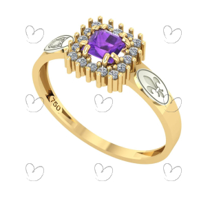 Anel Formatura Letras Quadrado Aro Reto Ouro 18K