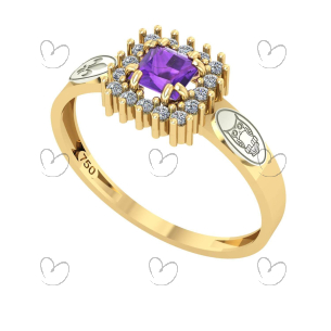 Anel Formatura Letras Quadrado Aro Reto Ouro 18K