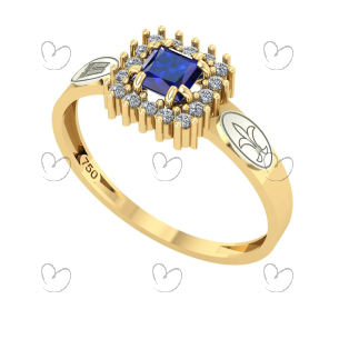 Anel Formatura Pedagogia Quadrado Aro Reto Ouro 18K