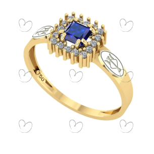 Anel Formatura Recursos Humanos Quadrado Aro Reto Ouro 18K