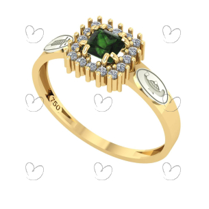 Anel Formatura Técnico Enfermagem Quadrado Aro Reto Ouro 18K