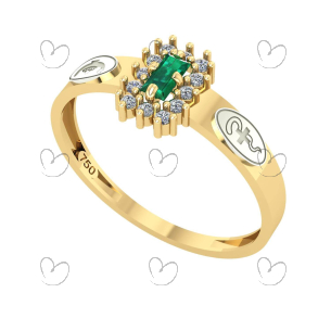 Anel Formatura Enfermagem Baguete Aro Reto Ouro 18K