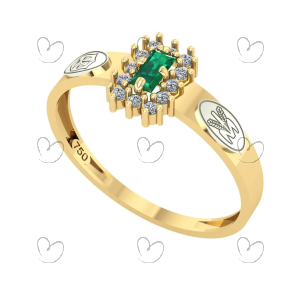 Anel Formatura Nutrição Baguete Aro Reto Ouro 18K