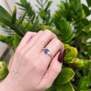 Anel Formatura Psicologia Retangular Aro Detalhado Ouro 18K