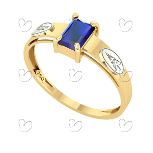 Anel Formatura Arquitetura Retangular Aro Detalhado Ouro 18K