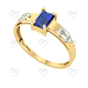 Anel Formatura Engenharia Civil Retangular Aro Detalhado Ouro 18K