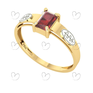 Anel Formatura Odontologia Retangular Aro Detalhado Ouro 18K