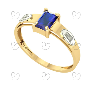 Anel Formatura Pedagogia Retangular Aro Detalhado Ouro 18K