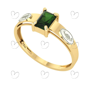 Anel Formatura Tecnico de Enfermagem Retangular Aro Detalhado Ouro 18K