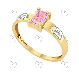 Anel Formatura Ciências Contábeis Retangular Aro Reto Ouro 18K