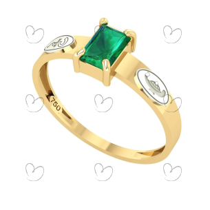 Anel Formatura Enfermagem Retangular Aro Reto Ouro 18K