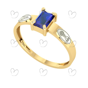 Anel Formatura Engenharia Civil Retangular Aro Reto Ouro 18K