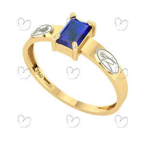 Anel Formatura Engenharia Civil Retangular Aro Reto Ouro 18K