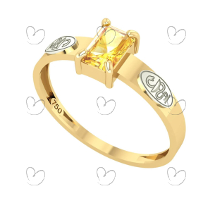 Anel Formatura Farmácia Retangular Aro Reto Ouro 18K