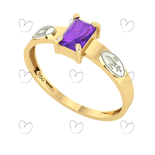 Anel Formatura Letras Retangular Aro Reto Ouro 18K