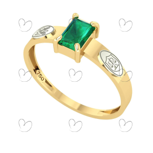 Anel Formatura Nutrição Retangular Aro Reto Ouro 18K