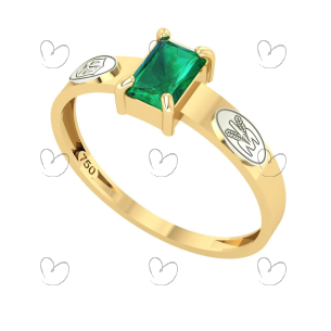 Anel Formatura Nutrição Retangular Aro Reto Ouro 18K