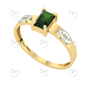 Anel Formatura Tecnico Enfermagem Retangular Aro Reto Ouro 18K