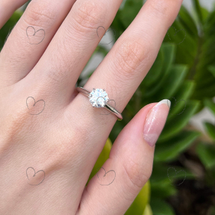 Anel Solitário 6.5mm Diamante Moissanita Em Ouro 18K