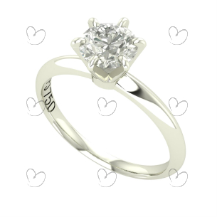 Anel Solitário 6.5mm Diamante Moissanita Em Ouro 18K