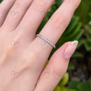 Anel Aparador em Fileira 1mm Diamante Moissanita Ouro 18K