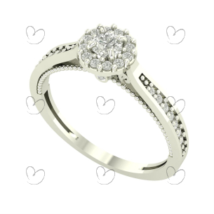 Anel Halo com Laterais Diamante Moissanita Ouro 18K