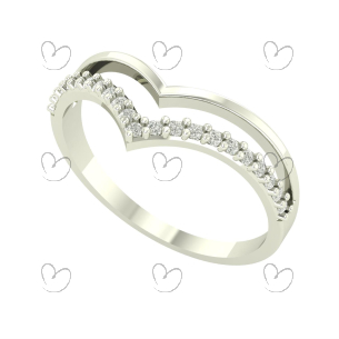 Anel V Dois Aros com Diamantes Moissanita Ouro 18K