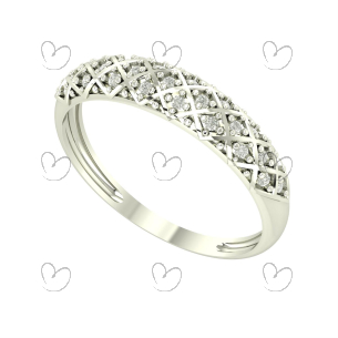 Anel Aparador Cruzado Fileiras com Diamantes Moissanita Ouro 18K