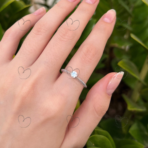 Anel Solitário Vazado 4mm Diamante Moissanita Ouro 18K