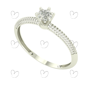 Anel Solitário Vazado 4mm Diamante Moissanita Ouro 18K