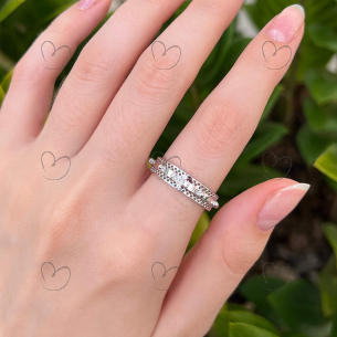 Anel Terço com Moissanita Ouro 18K 