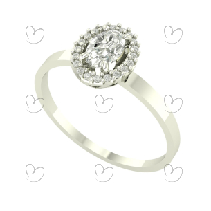 Anel Oval com Fileira Diamantes Moissanita Ouro 18k