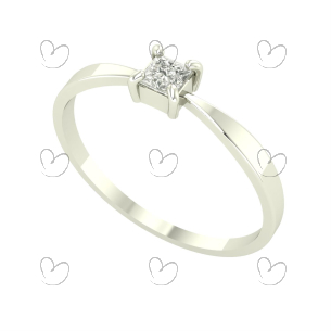 Anel Solitário Quadrado 3x3 Diamante Moissanita Ouro 18K