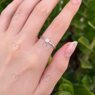 Anel Solitário Quadrado 3x3 Diamante Moissanita Ouro 18K