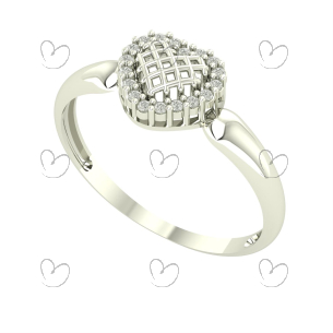 Anel Coração Vazado Com Diamantes Moissanitas Ouro 18k