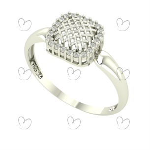 Anel Quadrado Vazado Com Diamantes Moissanitas Ouro 18k