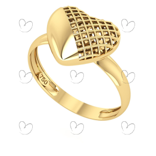 Anel Coração Vazado/Liso M Ouro 18k
