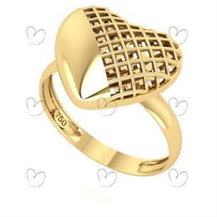 Anel Coração Vazado/Liso G Ouro 18k