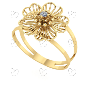 Anel Flor Vazada 5 Pétalas Ouro 18k
