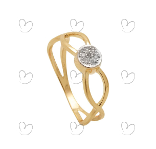 Anel Trançado Circulo com Diamante Ouro 18k