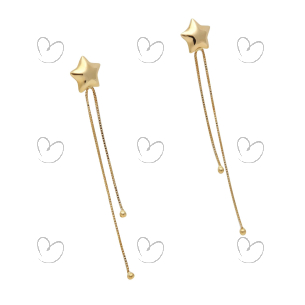 Brinco Estrela com Franja Ouro 18k