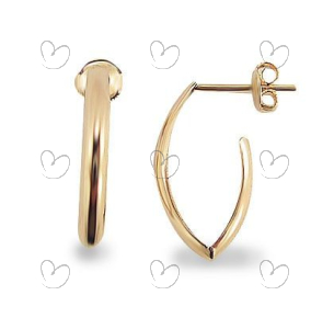 Brinco Argola Navete Liso 20mm Ouro 18k