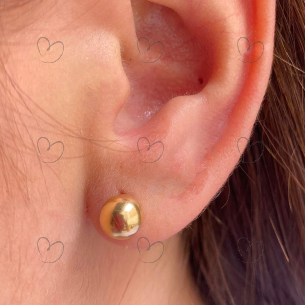 Brinco Bola 7mm Lisa Ouro 18k